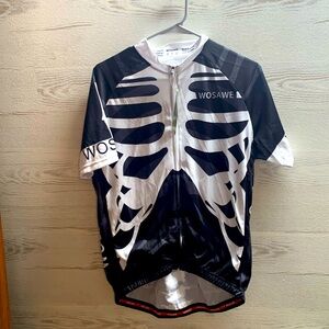NWT Wowawe black white skeleton biking jersey rear pockets size L